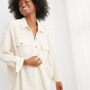 Aerie LumberJane Waffle Shirt, cream, size L